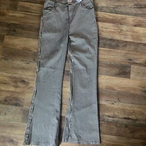 Black and gray stripe wide/flare leg pants